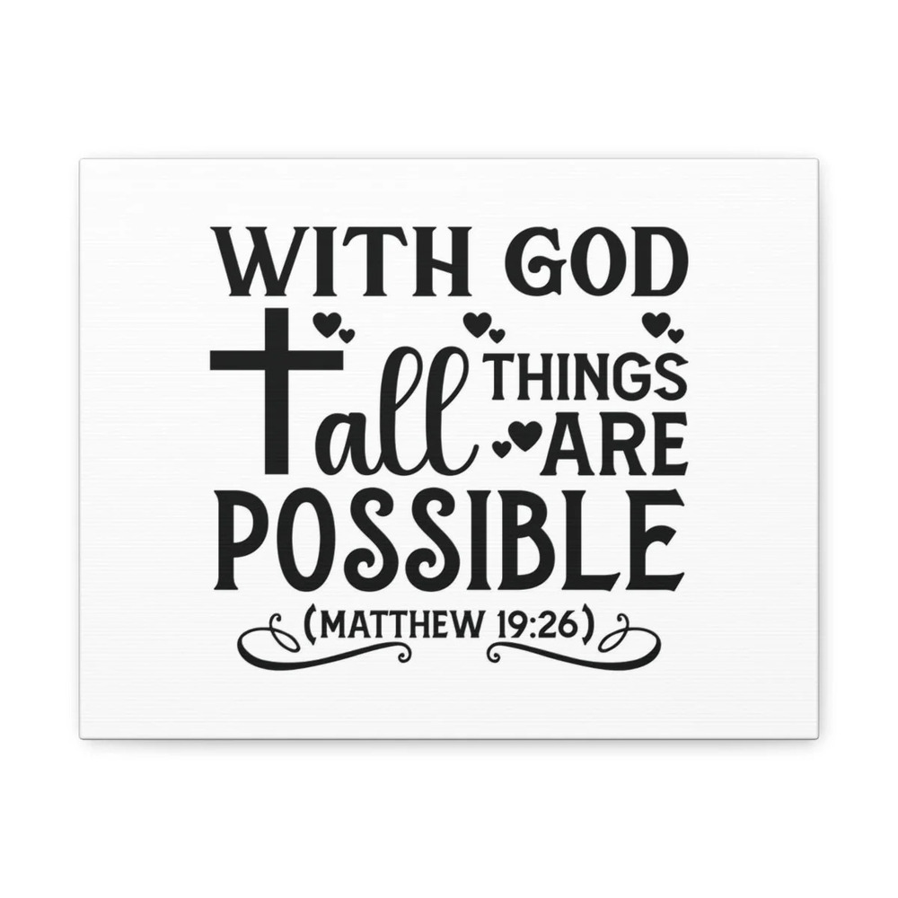 Scripture Walls Possible Matthew 19:26 Cross Heart Bible Verse Canvas Christian